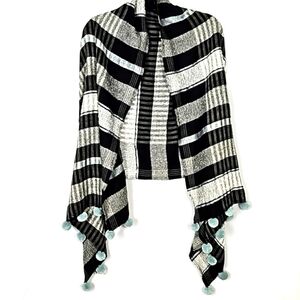Loft Plaid Scarf Women's Wrap Pom Poms Fall Fashion OS